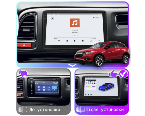 Штатная магнитола Lesko для Honda HR-V II 2013-2018 экран 9" 4/64 QLED CarPlay 4G Wi-Fi GPS 360 Prime