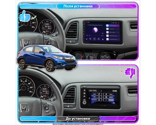 Штатная магнитола Lesko для Honda HR-V II Рестайлинг 2018-н.в. экран 9" 2/32Gb CarPlay 4G Wi-Fi GPS Prime