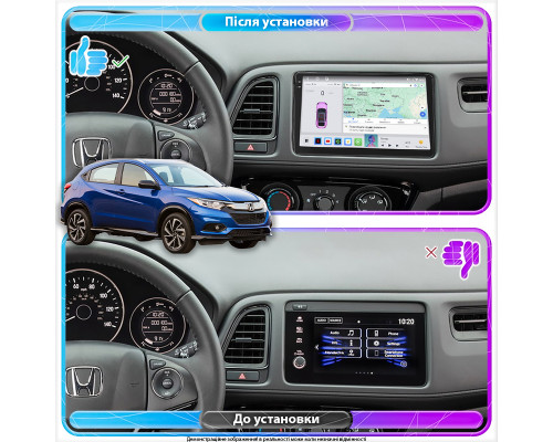 Штатная магнитола Lesko для Honda HR-V II Рестайлинг 2018-н.в. экран 9" 4/64 QLED CarPlay 4G Wi-Fi GPS 360 Prime