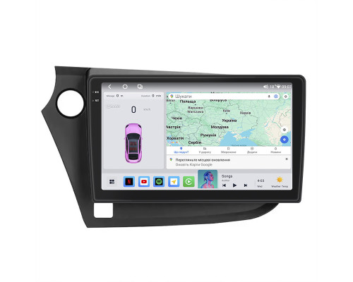 Штатная магнитола Lesko для Honda Insight II 2009-2011 экран 9" 4/64 QLED CarPlay 4G Wi-Fi GPS 360 Prime