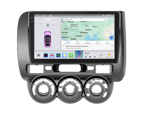 Штатная магнитола Lesko для Honda Jazz I Manual AC 2001-2005 экран 9" 4/64 QLED CarPlay 4G Wi-Fi GPS 360 Prime