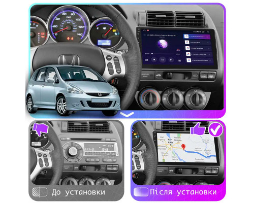 Штатная магнитола Lesko для Honda Jazz I Рестайлинг Manual AC 2005-2008 экран 9" 2/32Gb Wi-Fi GPS Base