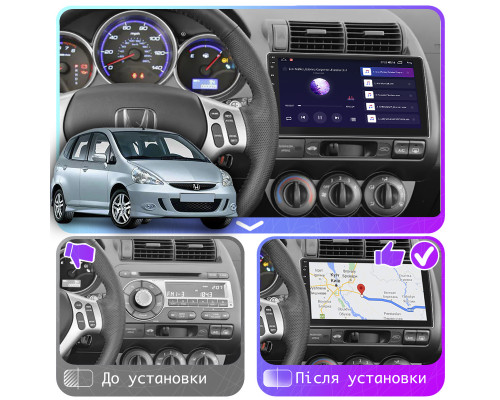 Штатная магнитола Lesko для Honda Jazz I Рестайлинг Manual AC 2005-2008 экран 9" 2/32Gb CarPlay 4G Wi-Fi GPS Prime