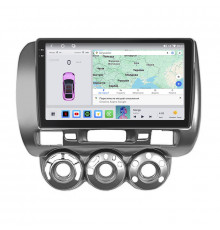 Штатная магнитола Lesko для Honda Jazz I Рестайлинг Manual AC 2005-2008 экран 9" 4/64 QLED CarPlay 4G Wi-Fi GPS 360 Prime