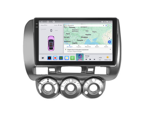 Штатная магнитола Lesko для Honda Jazz I Рестайлинг Manual AC 2005-2008 экран 9" 4/64 QLED CarPlay 4G Wi-Fi GPS 360 Prime