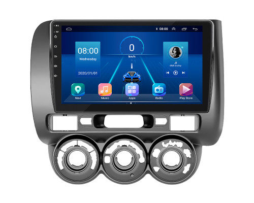 Штатная магнитола Lesko для Honda Jazz I Рестайлинг Manual AC 2005-2008 экран 9" 2/32Gb 4G Wi-Fi GPS Top