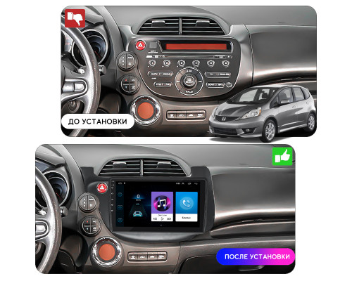 Штатная магнитола Lesko для Honda Jazz II 2008-2010 экран 10" 1/16Gb Wi-Fi GPS Base