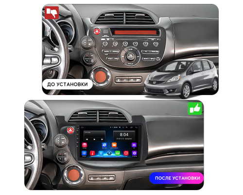 Штатная магнитола Lesko для Honda Jazz II 2008-2010 экран 10" 2/32Gb Wi-Fi GPS Base