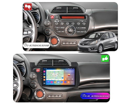 Штатная магнитола Lesko для Honda Jazz II 2008-2010 экран 10" 2/32Gb CarPlay 4G Wi-Fi GPS Prime