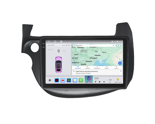 Штатная магнитола Lesko для Honda Jazz II 2008-2010 экран 10" 4/64 QLED CarPlay 4G Wi-Fi GPS 360 Prime