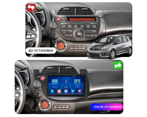 Штатная магнитола Lesko для Honda Jazz II 2008-2010 экран 10" 4/64Gb 4G Wi-Fi GPS Top