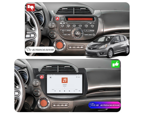 Штатная магнитола Lesko для Honda Jazz II Рестайлинг 2011-2014 экран 10" 4/64 QLED CarPlay 4G Wi-Fi GPS 360 Prime