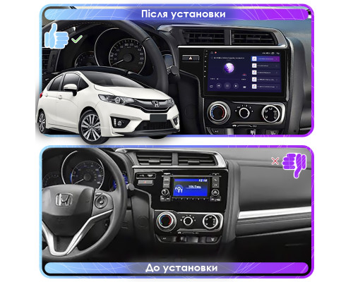 Штатная магнитола Lesko для Honda Jazz III 2014-2017 экран 9" 2/32Gb 4G Wi-Fi GPS Top
