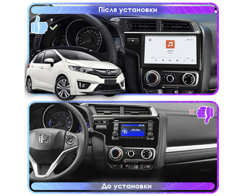 Штатная магнитола Lesko для Honda Jazz III Рестайлинг 2017-2020 экран 9" 4/64 QLED CarPlay 4G Wi-Fi GPS 360 Prime