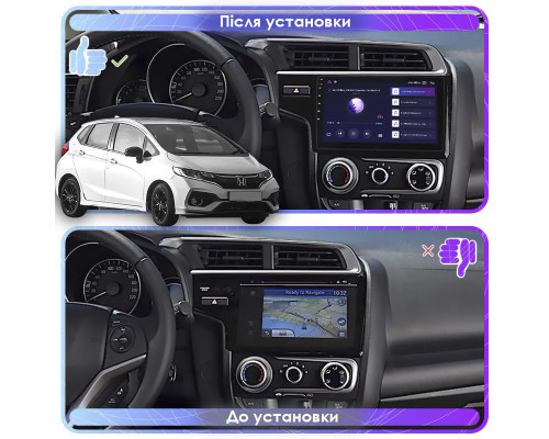 Штатная магнитола Lesko для Honda Jazz III Рестайлинг 2017-2020 экран 9" 6/128Gb 4G Wi-Fi GPS Top