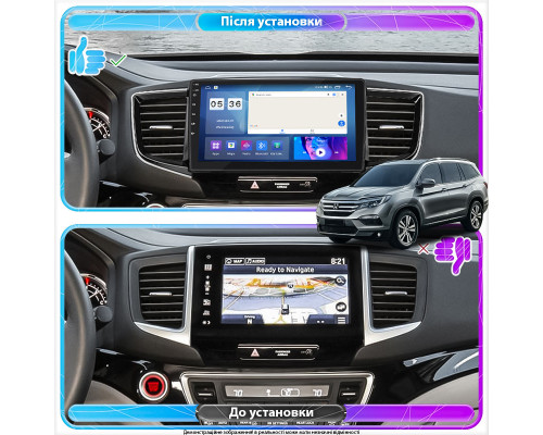 Штатная магнитола Lesko для Honda Pilot III 2015-2018 экран 10" 2/32Gb CarPlay 4G Wi-Fi GPS Prime