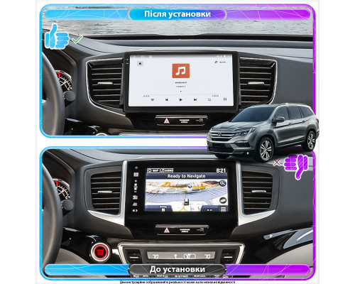 Штатная магнитола Lesko для Honda Pilot III 2015-2018 экран 10" 4/64 QLED CarPlay 4G Wi-Fi GPS 360 Prime