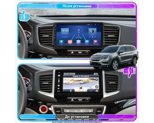 Штатная магнитола Lesko для Honda Pilot III 2015-2018 экран 10" 6/128Gb 4G Wi-Fi GPS Top