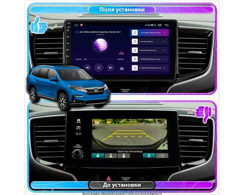 Штатная магнитола Lesko для Honda Pilot III Рестайлинг 2018-н.в. экран 10" 4/64Gb CarPlay 4G Wi-Fi GPS Prime