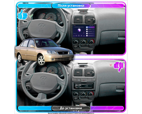 Штатная магнитола Lesko для Hyundai Accent II Рестайлинг 2002-2005 экран 9" 2/32Gb CarPlay 4G Wi-Fi GPS Prime