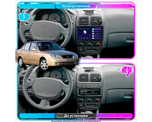 Штатная магнитола Lesko для Hyundai Accent II Рестайлинг 2002-2005 экран 9" 4/64Gb CarPlay 4G Wi-Fi GPS Prime
