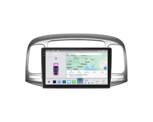 Штатная магнитола Lesko для Hyundai Accent III 2006-2011 экран 9" 4/64 QLED CarPlay 4G Wi-Fi GPS 360 Prime