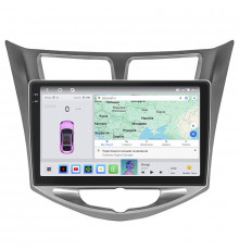 Штатная магнитола Lesko для Hyundai Accent IV 2010-2017 экран 10" 4/64 QLED CarPlay 4G Wi-Fi GPS 360 Prime