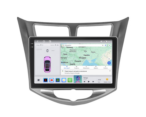 Штатная магнитола Lesko для Hyundai Accent IV 2010-2017 экран 10" 4/64 QLED CarPlay 4G Wi-Fi GPS 360 Prime