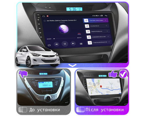 Штатная магнитола Lesko для Hyundai Avante V 2010-2015 экран 9" 4/64Gb 4G Wi-Fi GPS Top