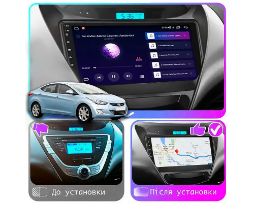 Штатная магнитола Lesko для Hyundai Avante V ver 2 2010-2015 экран 9" 1/16Gb Wi-Fi GPS Base