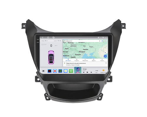 Штатная магнитола Lesko для Hyundai Avante V ver 2 2010-2015 экран 9" 4/64 QLED CarPlay 4G Wi-Fi GPS 360 Prime