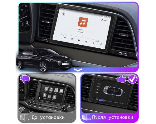 Штатная магнитола Lesko для Hyundai Avante VI 2015-н.в. с QLED экраном 9" и поддержкой CarPlay