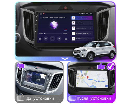 Штатная магнитола Lesko для Hyundai Creta I 2016-2020 экран 10" 4/32Gb 4G Wi-Fi GPS Top