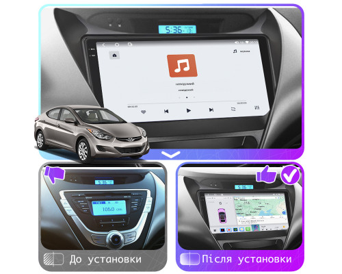 Штатная магнитола Lesko для Hyundai Elantra V (MD) 2010-2014 экран 9" 4/64 QLED CarPlay 4G Wi-Fi GPS 360 Prime