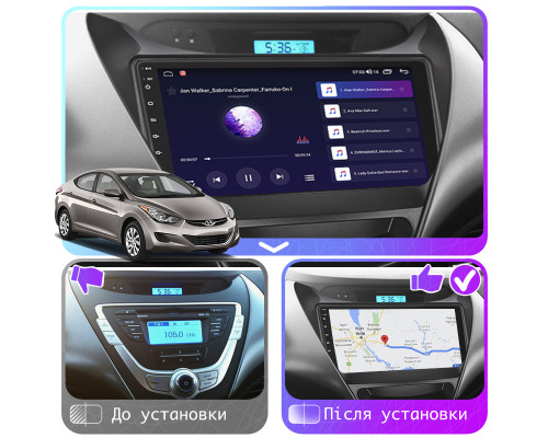Штатная магнитола Lesko для Hyundai Elantra V (MD) 2010-2014 экран 9" 4/64Gb 4G Wi-Fi GPS Top