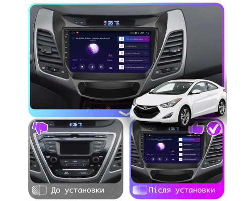 Штатная магнитола Lesko для Hyundai Elantra V (MD) Рестайлинг 2013-2016 экран 9" 4/64Gb CarPlay 4G Wi-Fi GPS Prime
