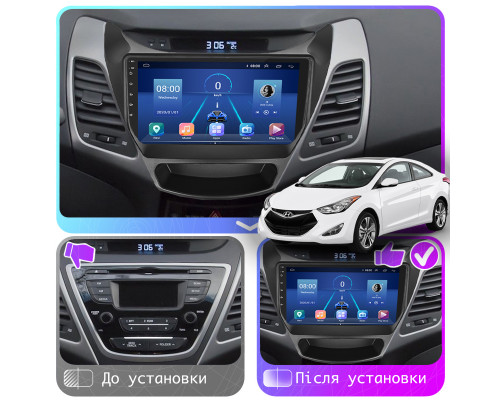 Штатная магнитола Lesko для Hyundai Elantra V (MD) Рестайлинг 2013-2016 экран 9" 2/32Gb 4G Wi-Fi GPS Top