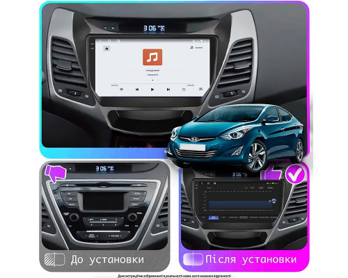 Штатная магнитола Lesko для Hyundai Elantra V (MD) Рестайлинг ver 2 2013-2016 экран 9" 4/64 QLED CarPlay 4G Wi-Fi GPS 360 Prime