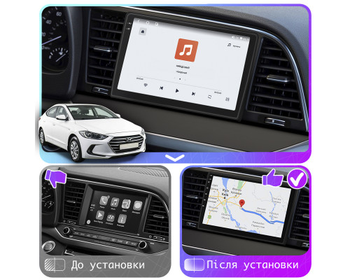 Штатная магнитола Lesko для Hyundai Elantra VI (AD) 2015-2019 экран 9" 4/64 QLED CarPlay 4G Wi-Fi GPS 360 Prime