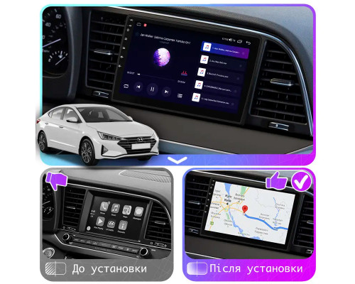 Штатная магнитола Lesko для Hyundai Elantra VI (AD) Рестайлинг 2018-2020 экран 9" 2/32Gb Wi-Fi GPS Base