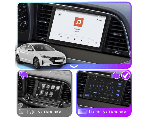 Штатная магнитола Lesko для Hyundai Elantra VI (AD) Рестайлинг 2018-2020 экран 9" 4/64 QLED CarPlay 4G Wi-Fi GPS 360 Prime