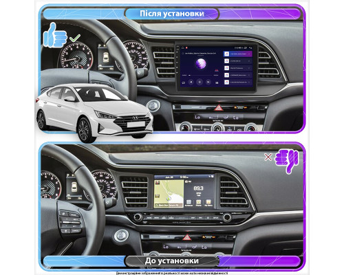 Штатная магнитола Lesko для Hyundai Elantra VI (AD) Рестайлинг ver 2 2018-2020 экран 9" 4/64Gb CarPlay 4G Wi-Fi GPS Prime