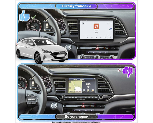 Штатная магнитола Lesko для Hyundai Elantra VI (AD) Рестайлинг ver 2 2018-2020 экран 9" 4/64 QLED CarPlay 4G Wi-Fi GPS 360 Prime