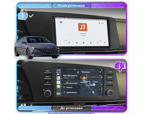 Штатная магнитола Lesko для Hyundai Elantra VII (CN7) 2020-н.в. экран 9" 4/64 QLED CarPlay 4G Wi-Fi GPS 360 Prime