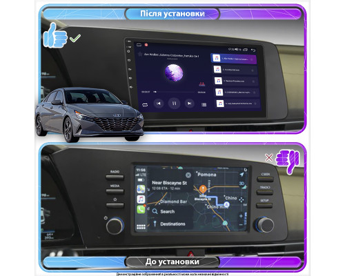 Штатная магнитола Lesko для Hyundai Elantra VII (CN7) 2020-н.в. экран 9" 2/32Gb 4G Wi-Fi GPS Top