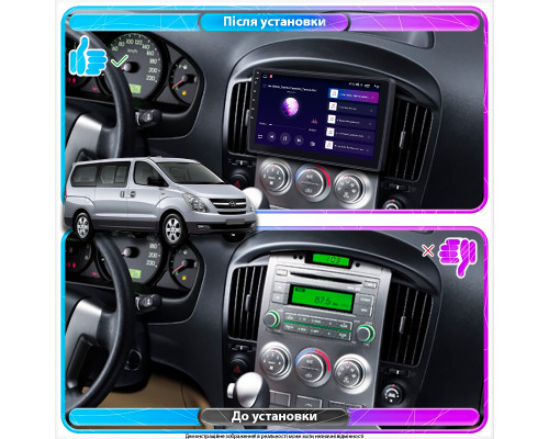 Штатная магнитола Lesko для Hyundai Grand Starex I ver 2 2007-2015 экран 9" 4/64Gb CarPlay 4G Wi-Fi GPS Prime