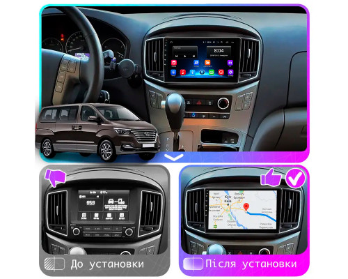Штатная магнитола Lesko для Hyundai Grand Starex I Рестайлинг 2 2017-2021 экран 9" 2/32Gb Wi-Fi GPS Base