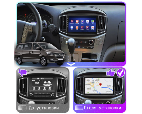 Штатная магнитола Lesko для Hyundai Grand Starex I Рестайлинг 2 2017-2021 экран 9" 2/32Gb 4G Wi-Fi GPS Top