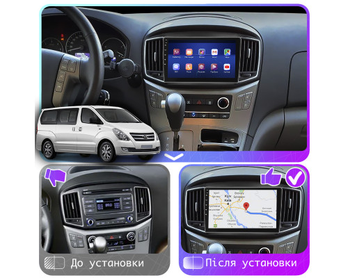 Штатная магнитола Lesko для Hyundai Grand Starex I Рестайлинг 2015-2018 экран 9" 4/64Gb CarPlay 4G Wi-Fi GPS Prime