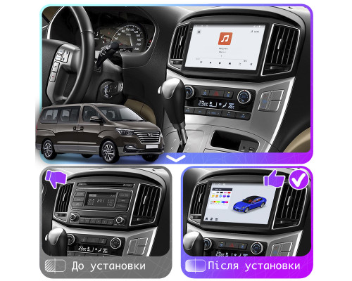 Штатная магнитола Lesko для Hyundai H-1 II Рестайлинг 2 2017-н.в. экран 9" 4/64 QLED CarPlay 4G Wi-Fi GPS 360 Prime